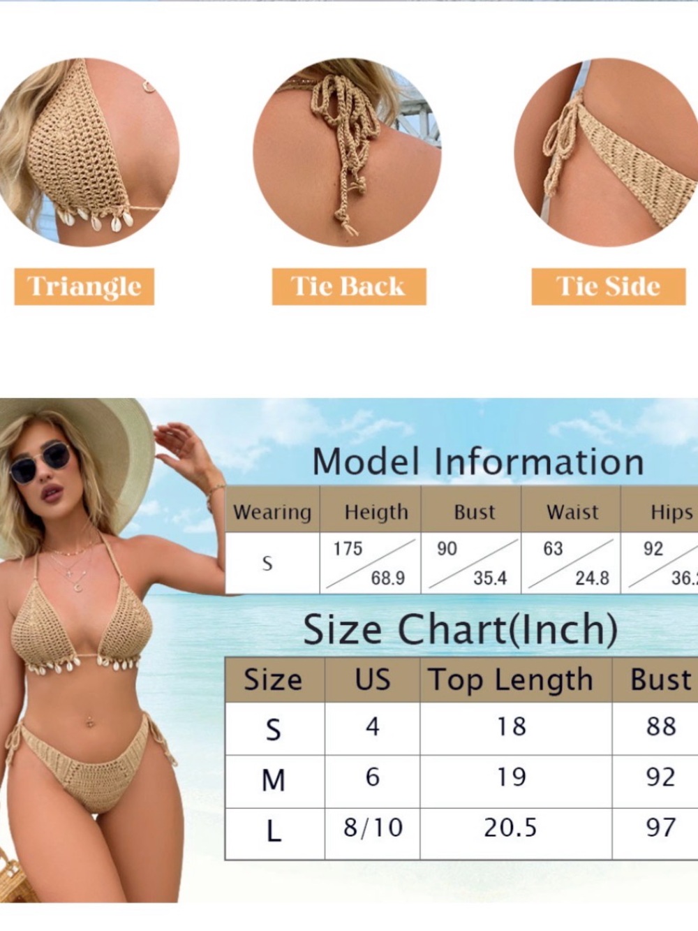 Crochet Shell Bikini Set Size large - Picture 10 of 15